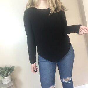 [Talbots] Black Long Sleeve Ribbed Sweater